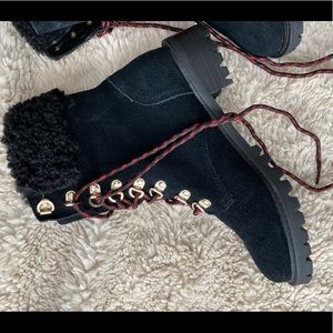 Steven black lace up winter boot